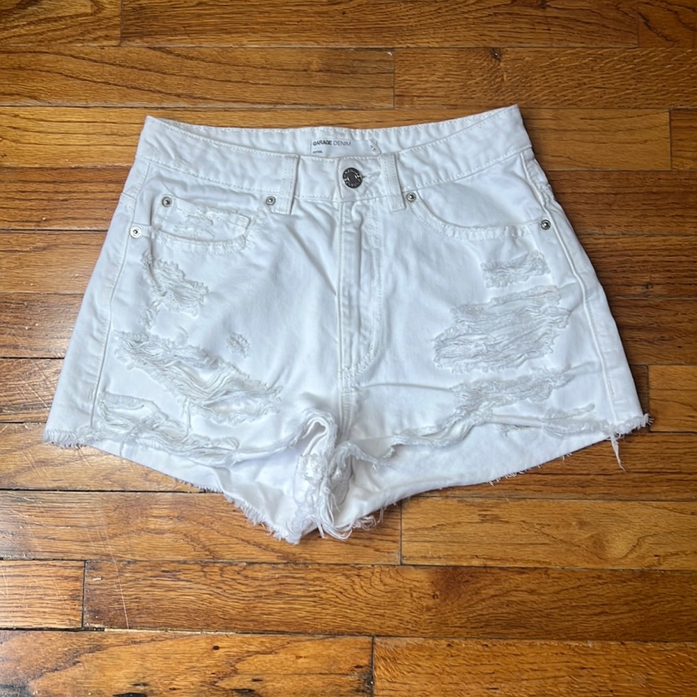GARAGE White Denim Shorts